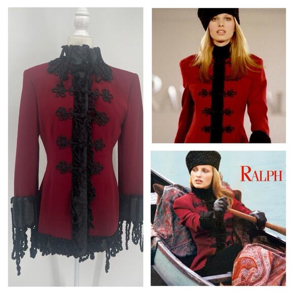 Ralph Lauren Jackets & Blazers - Vintage Ralph Lauren Collection Women’s Jacket Wool 80s 90s Red Black Velvet USA